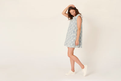 The LABoratory - Pleat Detail - Dress - Light Blue Floral - Womens Fashion