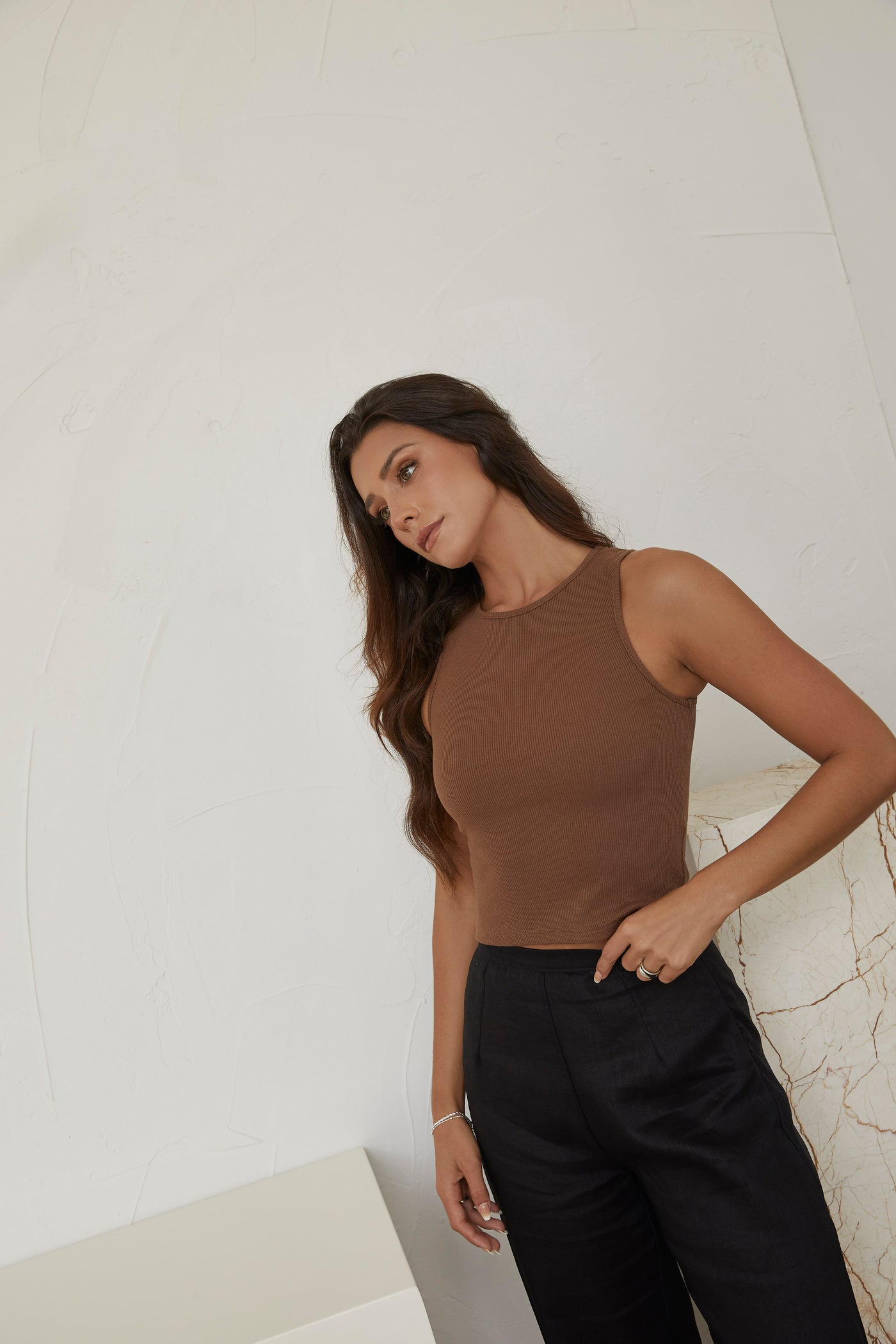 Sadie Ribbed Tank | Chocolate