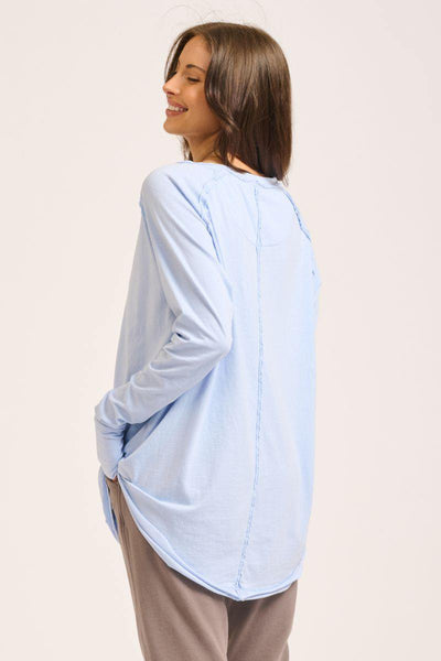 est. 1971 - Raw Crew Long Sleeve Tee - Periwinkle - Womens Fashion