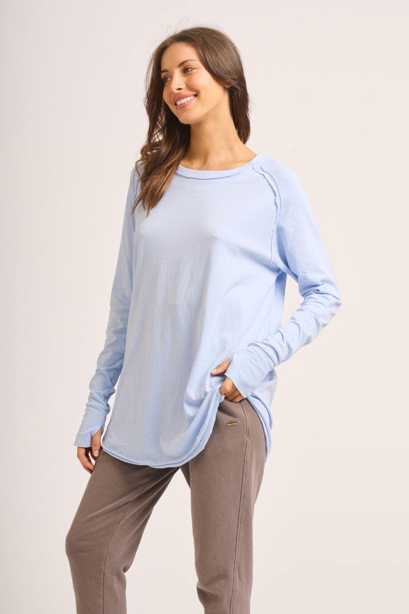 est. 1971 - Raw Crew Long Sleeve Tee - Periwinkle - Womens Fashion