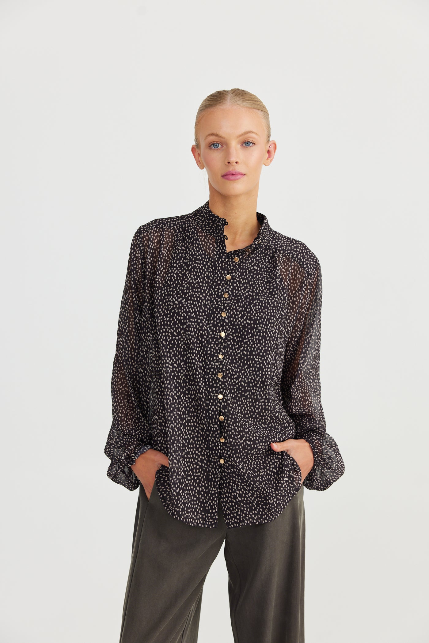 Sylvie Shirt | Black Taupe Spot