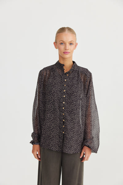 Sylvie Shirt | Black Taupe Spot