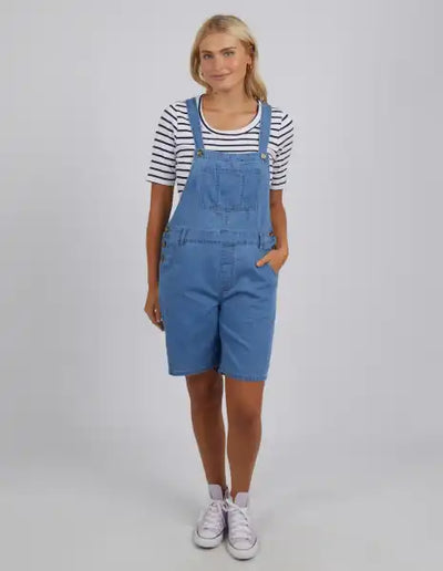 Matilda Short Overalls | Mid Blue Wash