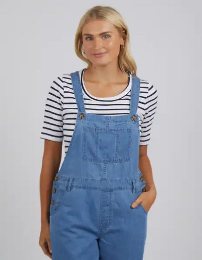 Matilda Short Overalls | Mid Blue Wash