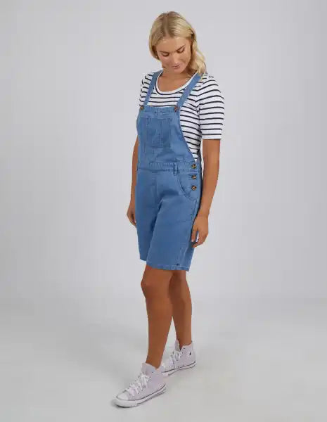 Matilda Short Overalls | Mid Blue Wash