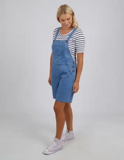 Matilda Short Overalls | Mid Blue Wash