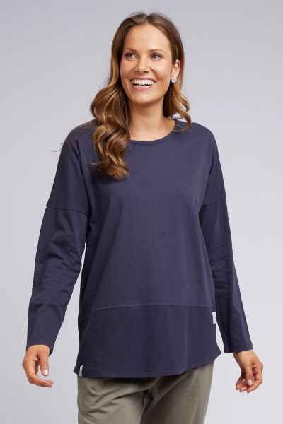 Elm - Rib Long Sleeve - Navy - Womens Fashion