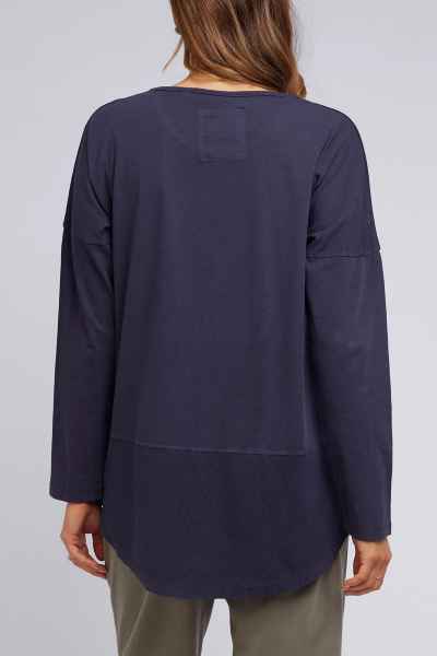 Elm - Rib Long Sleeve - Navy - Womens Fashion