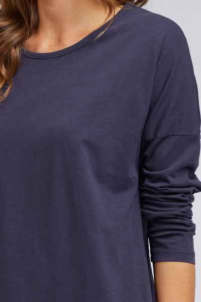 Elm - Rib Long Sleeve - Navy - Womens Fashion