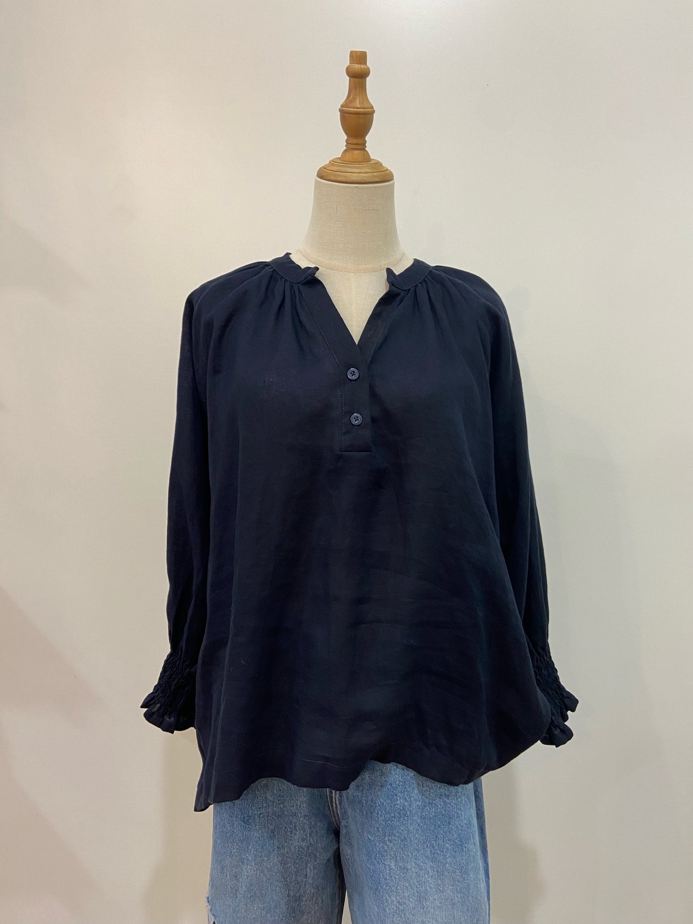 Sal + Lou - Chelsea Top - Navy Linen - Womens Fashion