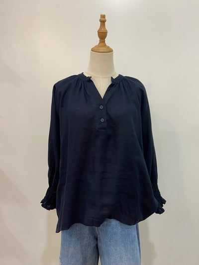 Sal + Lou - Chelsea Top - Navy Linen - Womens Fashion