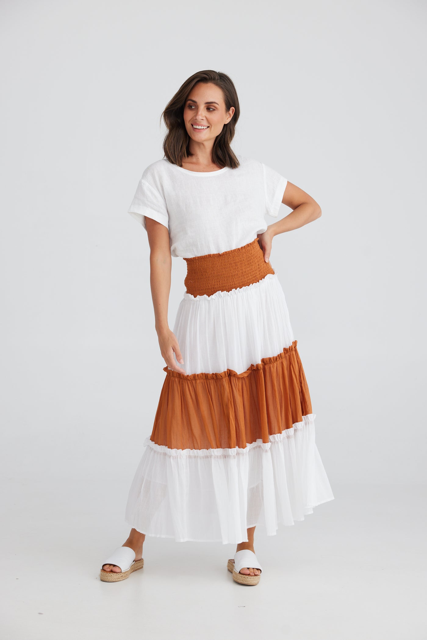 Holiday - Pier Skirt - Copper + White - Womens Fashion