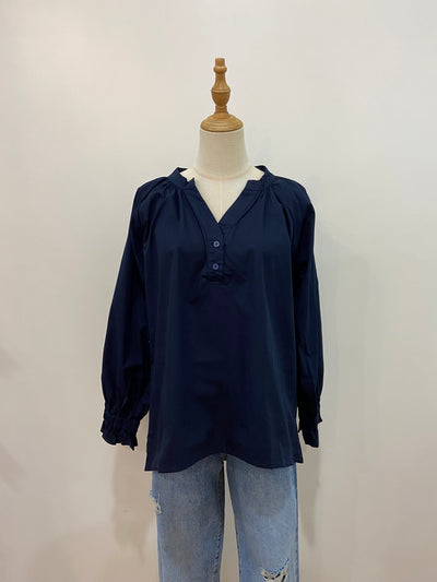 Millie Ruffle Sleeve l Navy