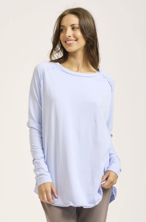 est. 1971 - Raw Crew Long Sleeve Tee - Periwinkle - Womens Fashion