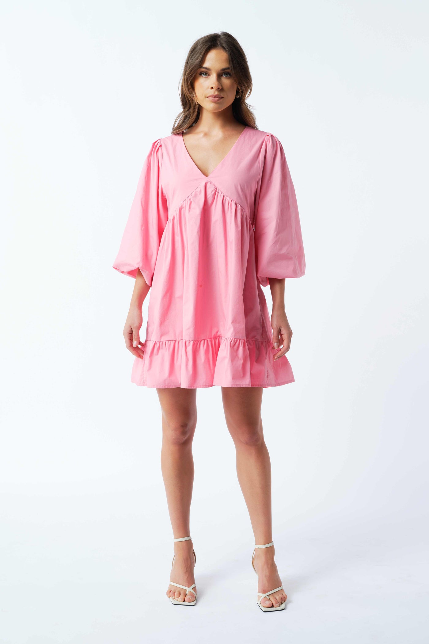 Cecilie Poplin Babydoll Dress | Candy Pink