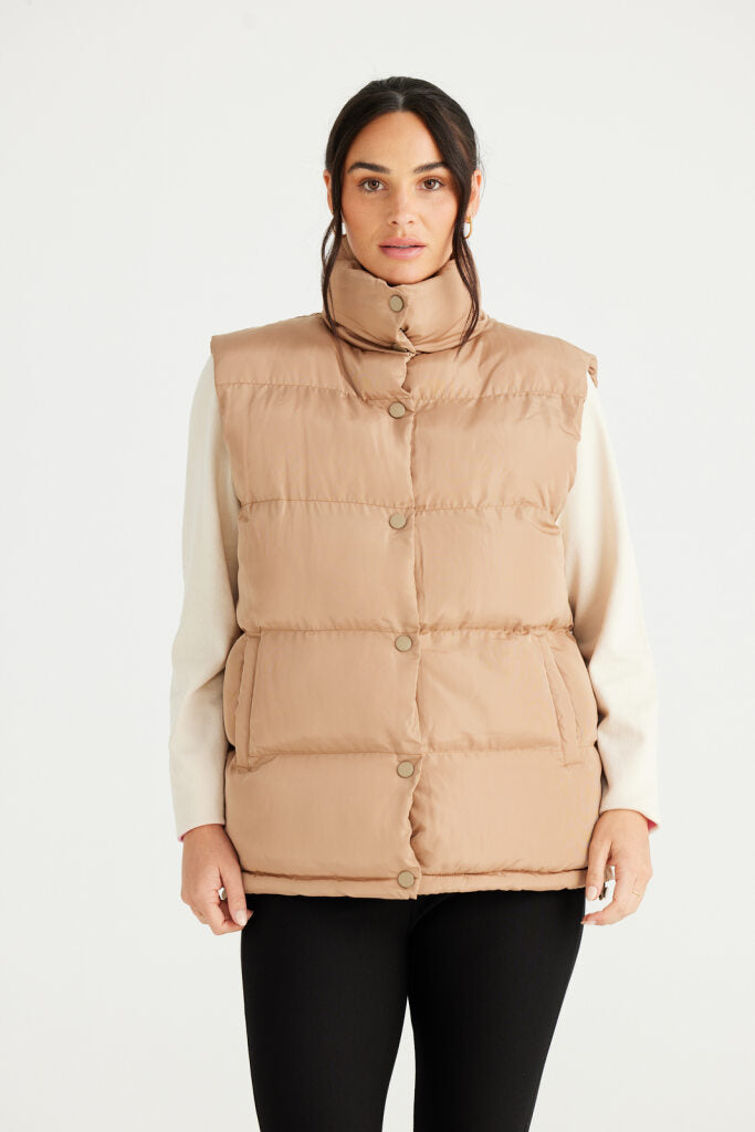 Brave & True - Apres Puffer Vest - Cashew - Womens Fashion