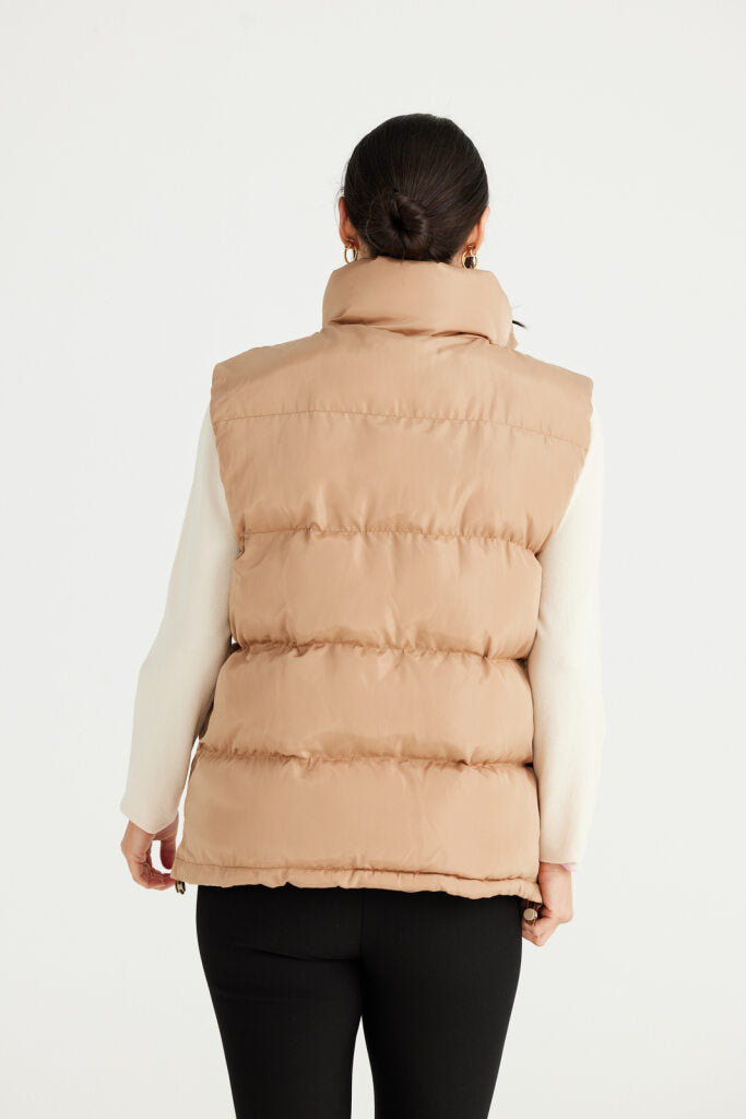 Brave & True - Apres Puffer Vest - Cashew - Womens Fashion