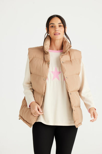 Brave & True - Apres Puffer Vest - Cashew - Womens Fashion