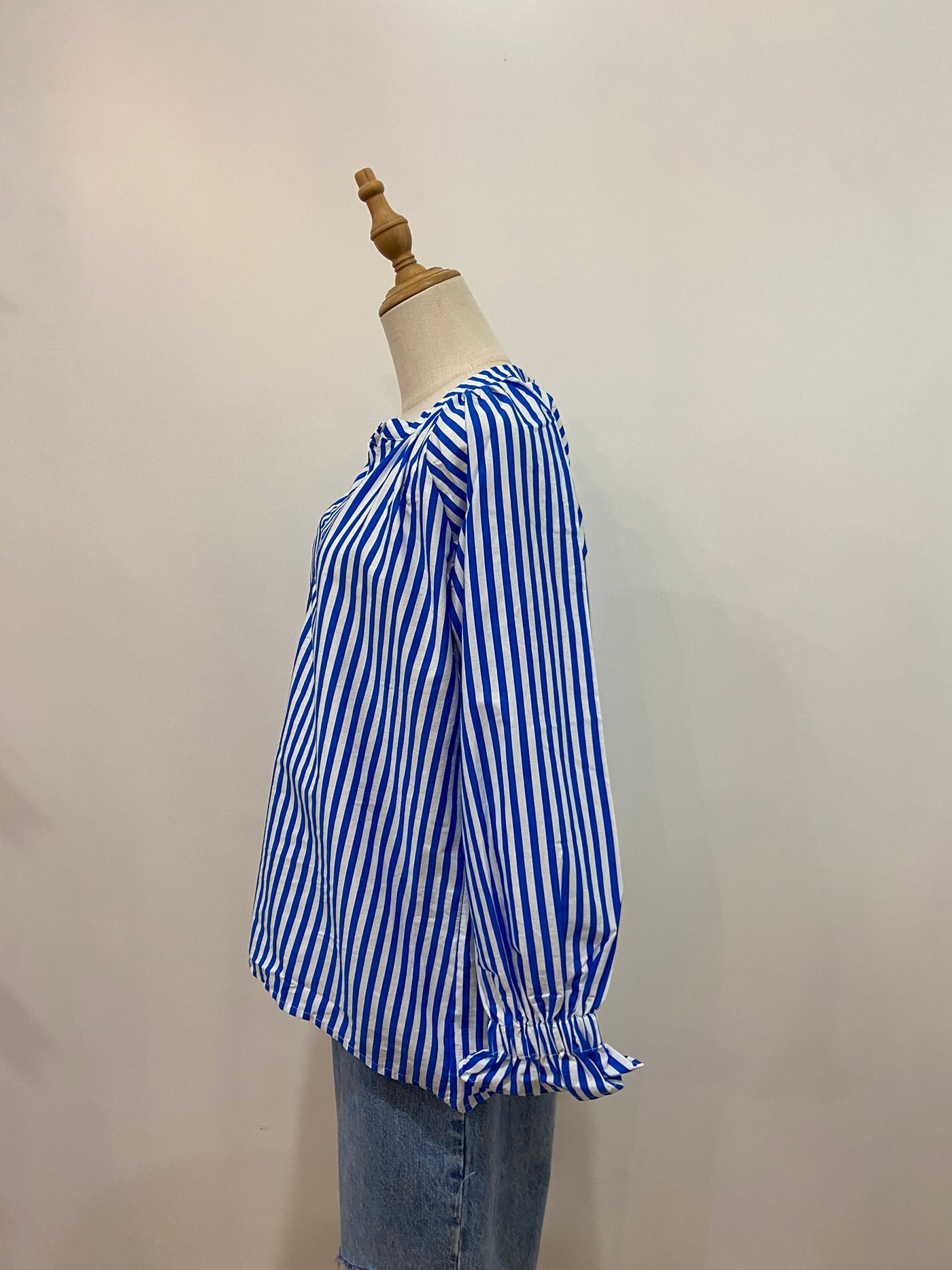 Millie Ruffle Sleeve l Cobalt Stripe