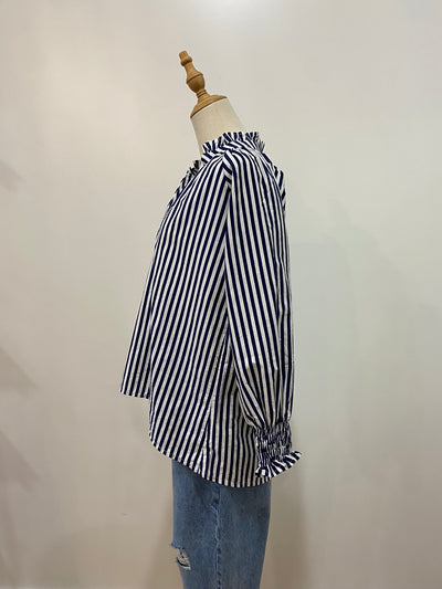 Charlie Frill Top | Navy Stripe