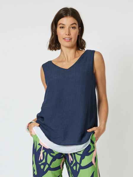 Clarity - Layered Cami - Navy/White - Womens Fashion