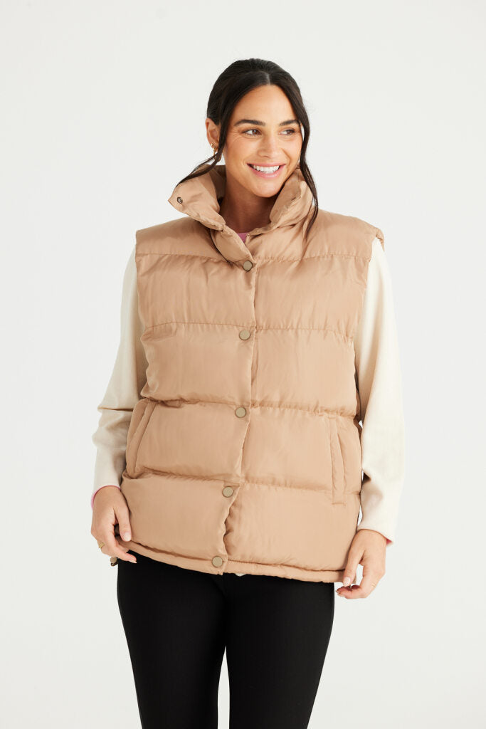 Brave & True - Apres Puffer Vest - Cashew - Womens Fashion