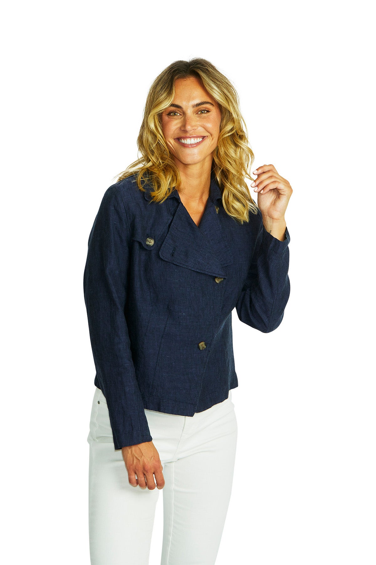 Ping Pong - Brooklyn Linen Jacket - Navy - Womens Fashion