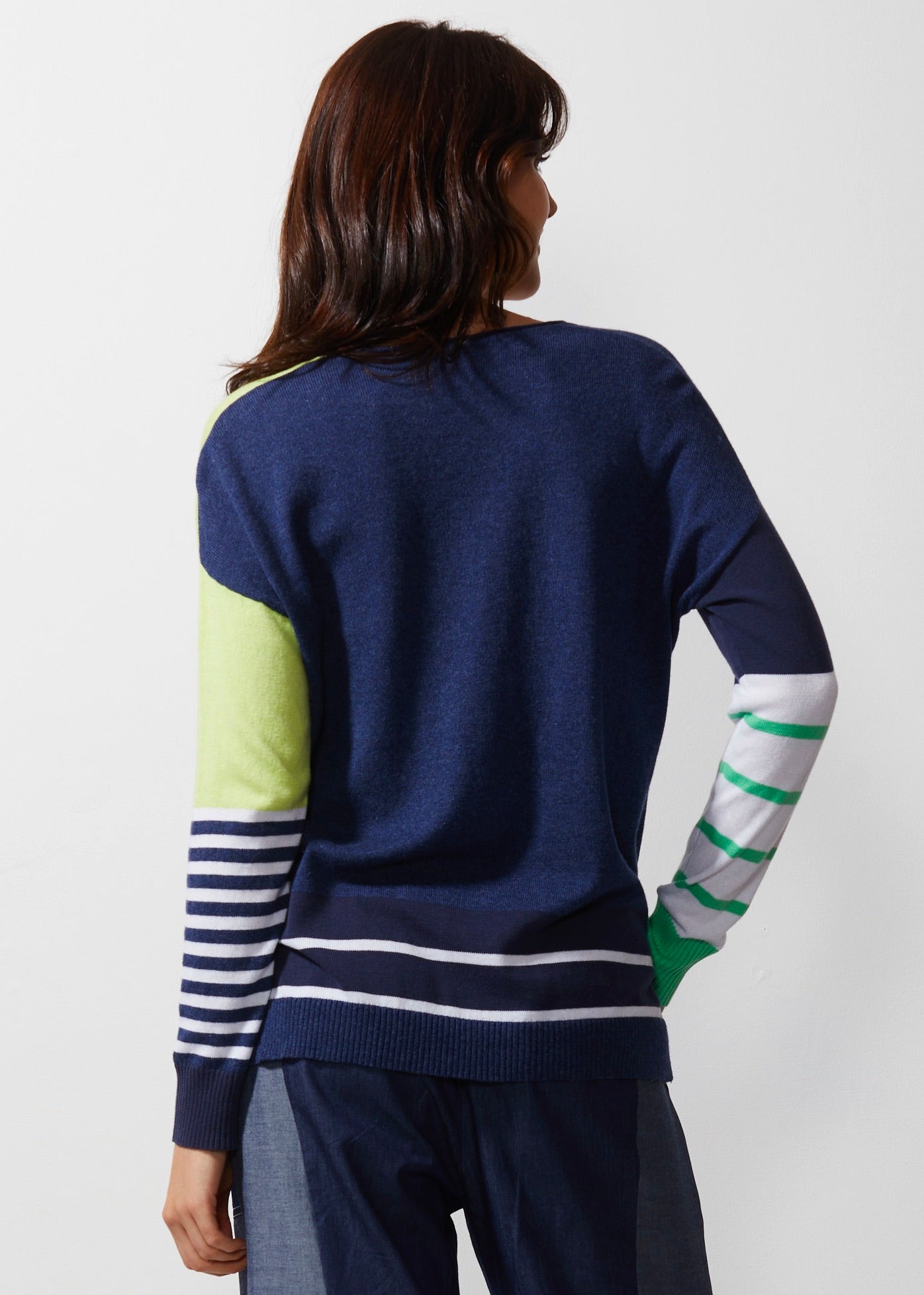 Intarsia Squares Knit | Denim