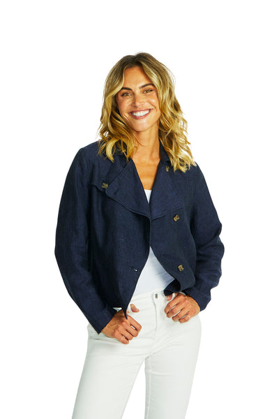 Ping Pong - Brooklyn Linen Jacket - Navy - Womens Fashion