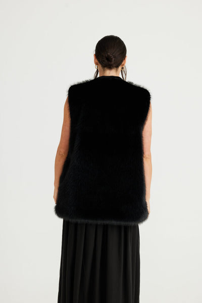 Brave & True - Aspen Fur Vest - Black - Womens Fashion