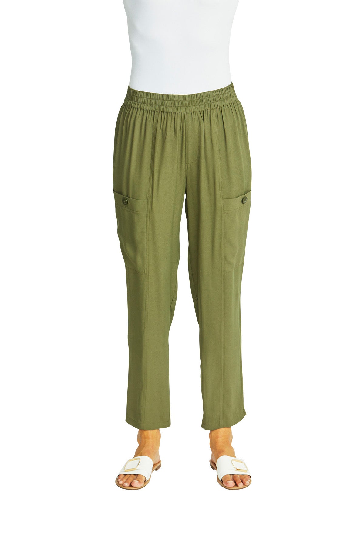 Ping Pong - Helen Slinky Cargo Pants - Khaki - Womens Fashion