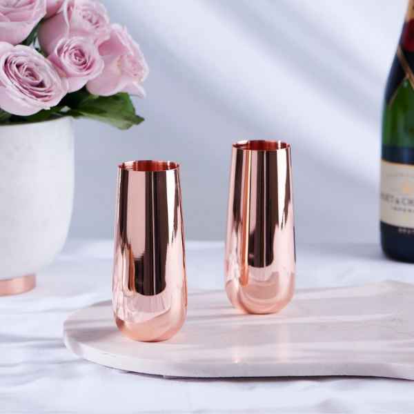 Copper Stemless Champagne Flutes