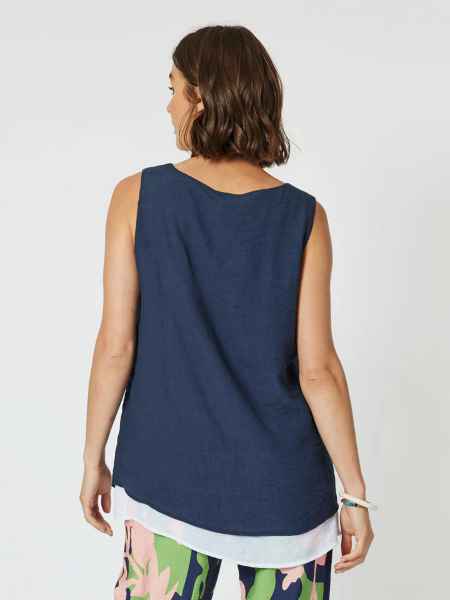 Clarity - Layered Cami - Navy/White - Womens Fashion