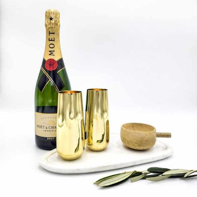 Gold Stemless Champagne Flutes