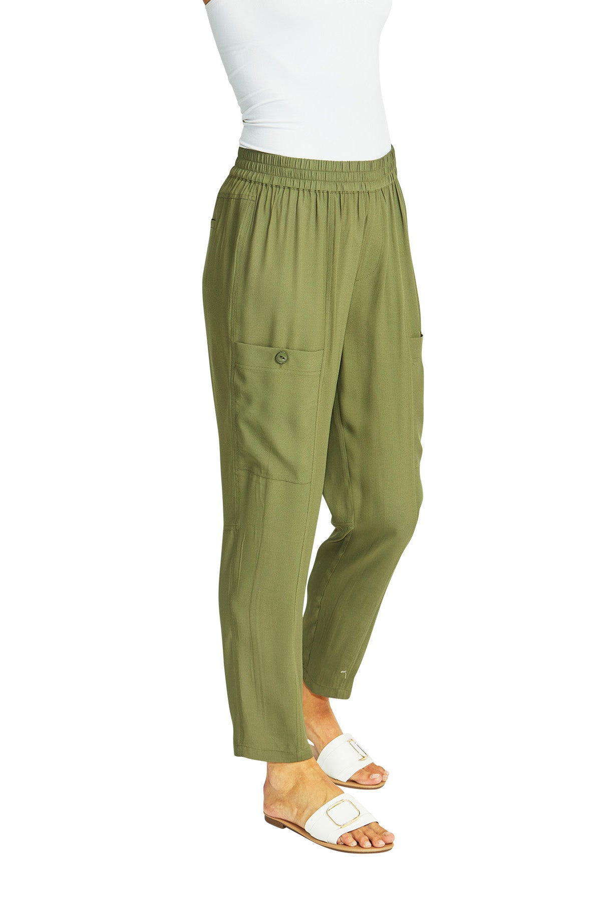 Ping Pong - Helen Slinky Cargo Pants - Khaki - Womens Fashion