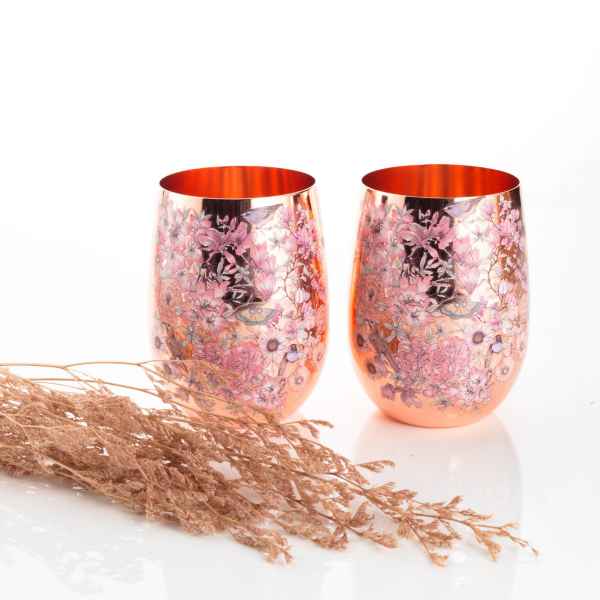 Floral Print Copper Glasses