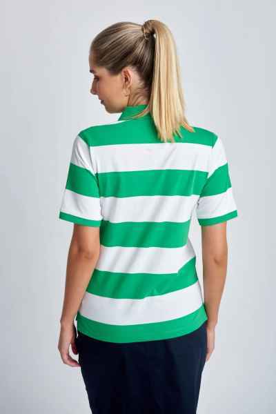 Goondiwindi Cotton - Cotton Striped Classic Fit Polo Shirt - Kelly Green/White - Womens Fashion