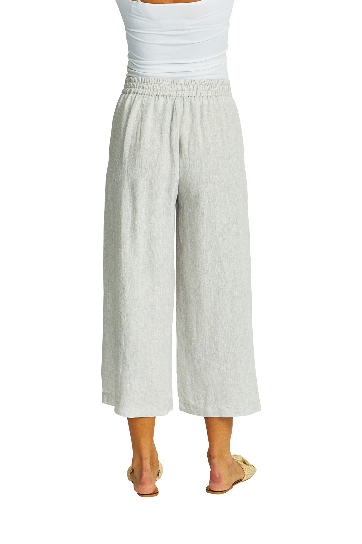 Ping Pong -  Gaby Linen Button Culotte - Flax - Womens Fashion