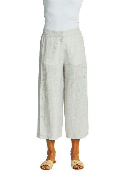 Ping Pong -  Gaby Linen Button Culotte - Flax - Womens Fashion