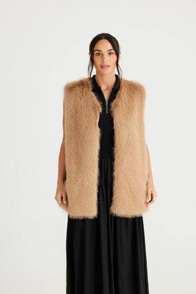 Brave & True - Aspen Fur Vest - Walnut - Womens Fashion