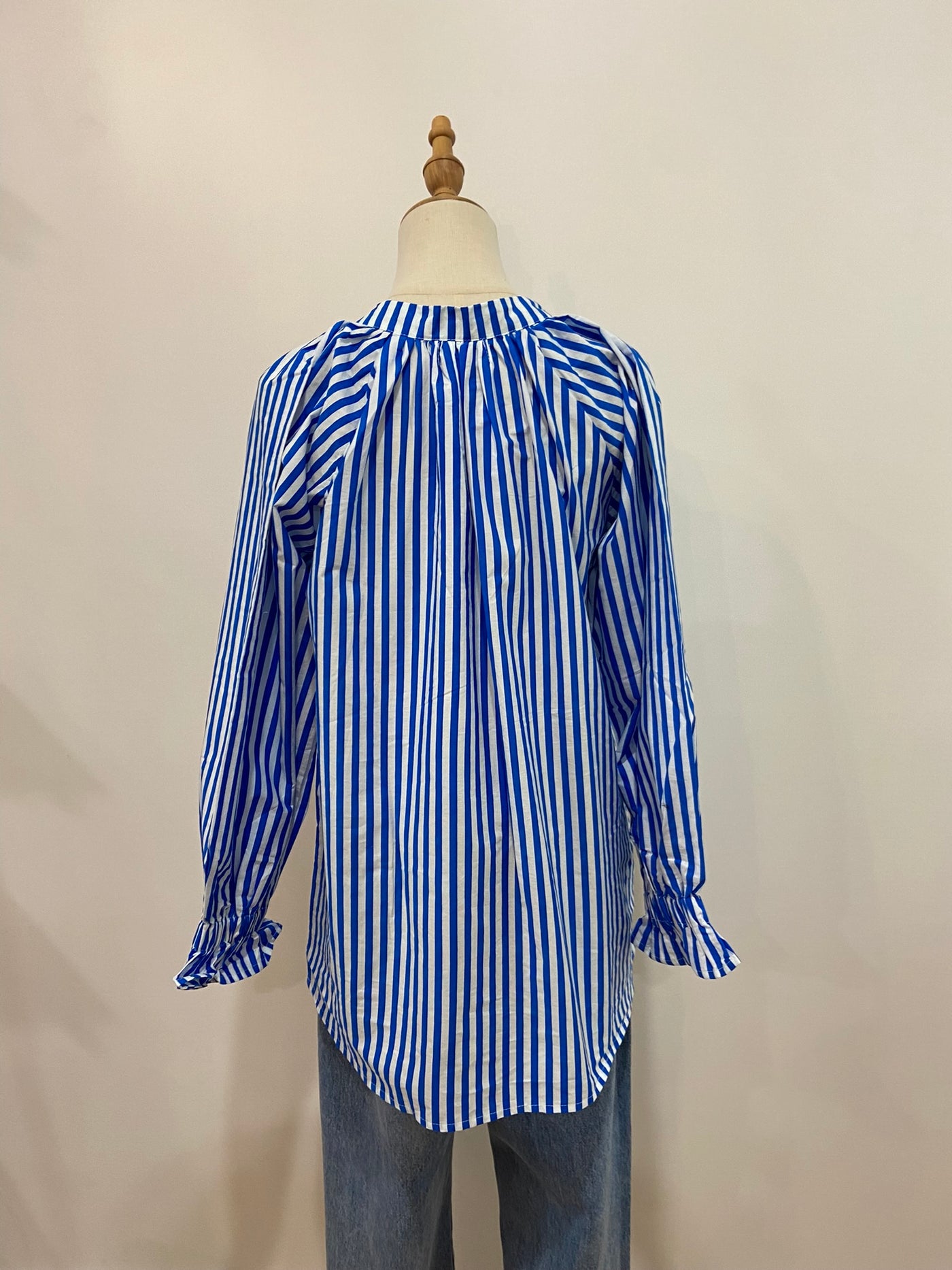 Millie Ruffle Sleeve l Cobalt Stripe