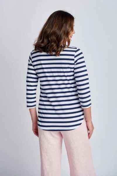 Goondiwindi Cotton - 3/4 Sleeve Stripe Tee - Navy/White - Womens Fashion