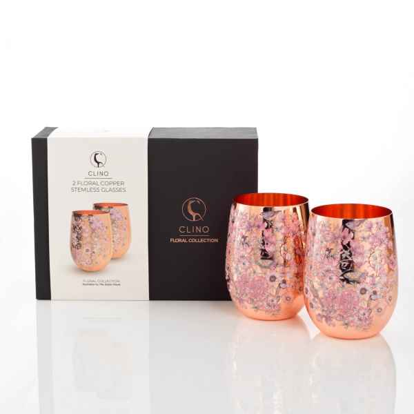 Floral Print Copper Glasses