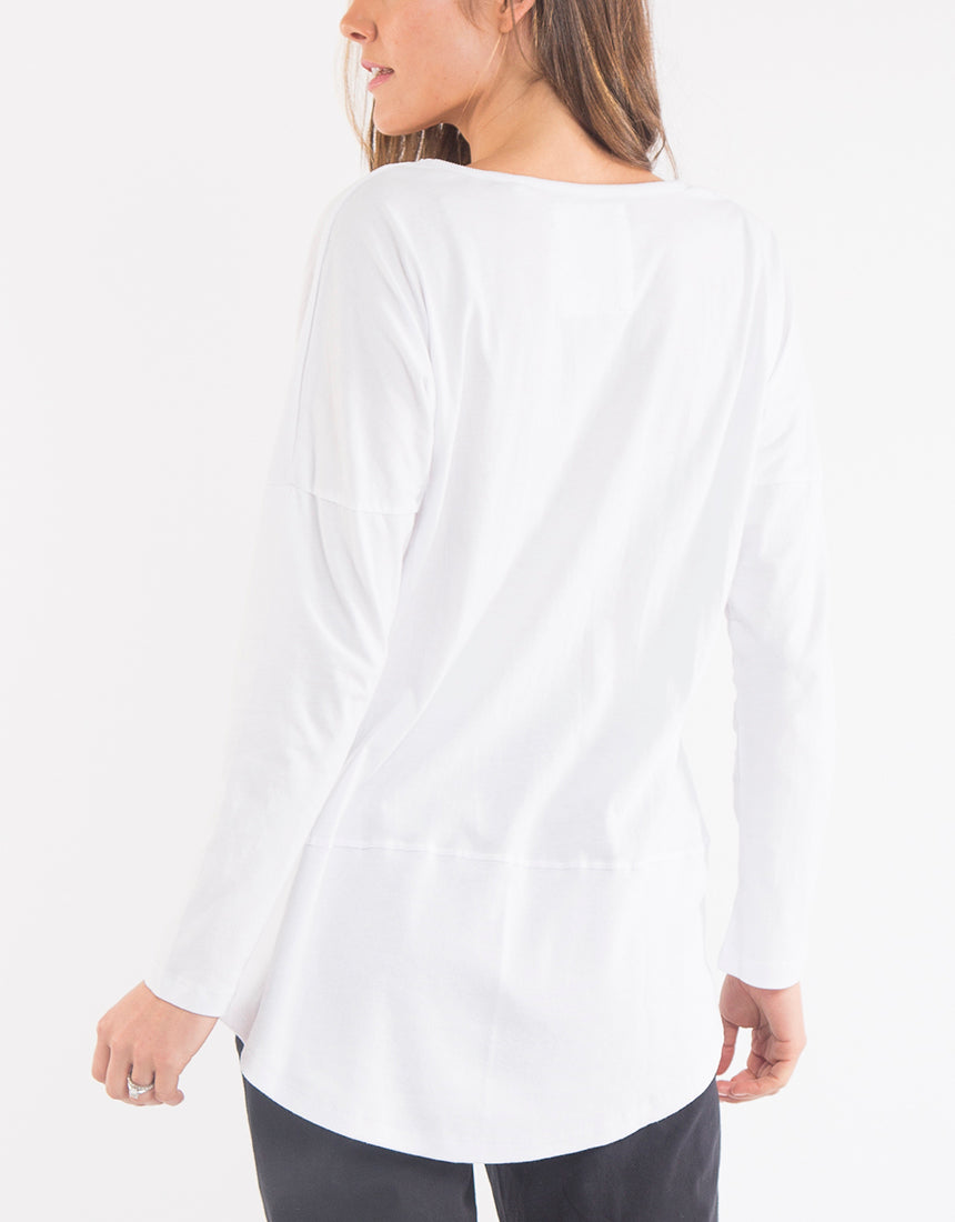 Fundamental Rib L/S Tee - White