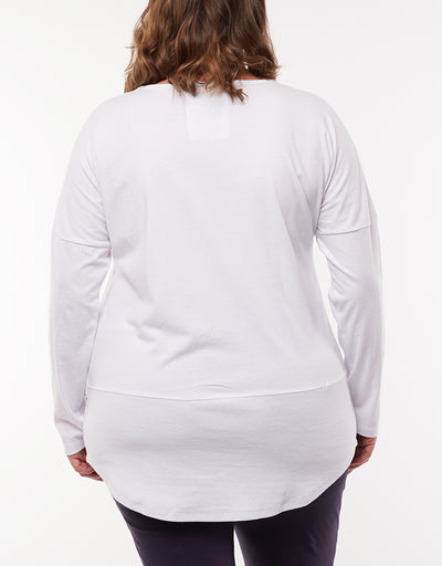 Fundamental Rib L/S Tee - White