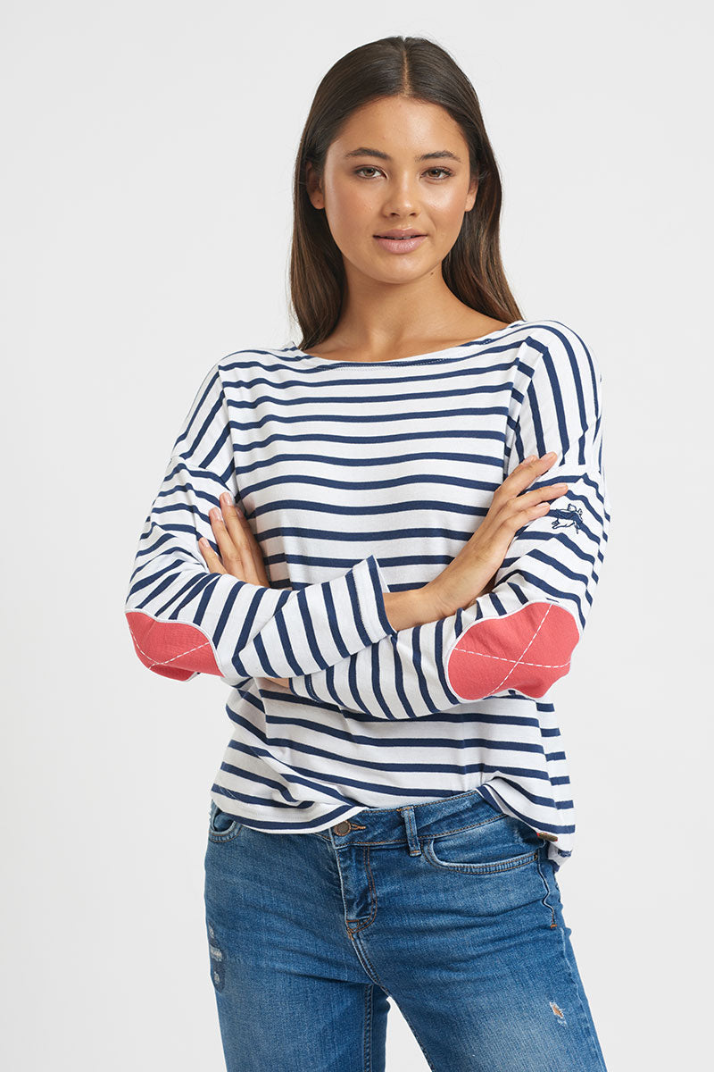 est. 1971 - Breton Organic Cotton Top - Stripe/Portsea Red - Womens Fashion