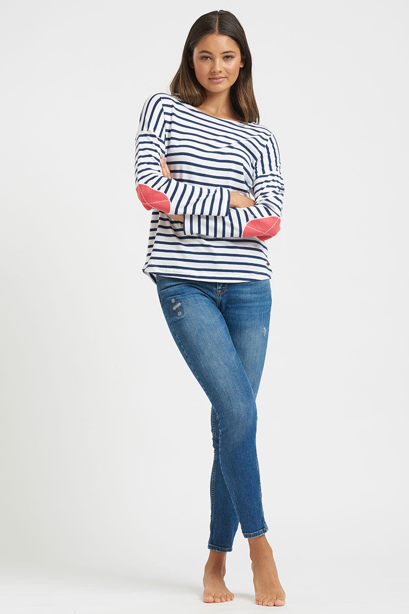 est. 1971 - Breton Organic Cotton Top - Stripe/Portsea Red - Womens Fashion